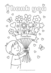 Free colouring Flowers Child Nanny Thank you. Bunch
