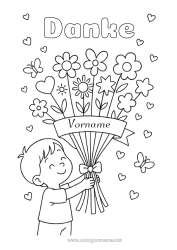 Kostenlose Malvorlage Blumen Kind Kindermädchen Danke Blumenstrauß