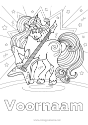 Gratis tekening Eenhoorn Muziek Draken, eenhoorns en fantastische dieren Muziekfestival Gitaar Muziekinstrumenten