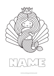 Colouring to customise Crown Siren Shellfish Marine Or Aquatic Animals