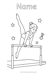 Free colouring Sport Gymnastics Artistic sports Asymmetric bars