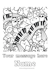 Colouring to customise Cute Music Music Day Piano Musical Instruments
