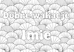Kolorowanka za darmo Wakacje Zwierzę Nazwisko odznaczone Muszle Złożone kolorowanki Zentangle Zwierzęta morskie lub wodne Tło dekoracyjne