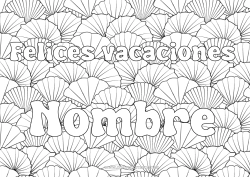 Colorear para personalizar Vacaciones Animales Nombre decorado Conchas marinas Dibujos complejos para colorear Zentangle Animales marinos o acuáticos Fondo decorativo