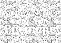 Pagină de colorat personalizată Vacanțe Animal Nume decorat Scoici Desene de colorat complexe Zentangle Animale marine sau acvatice Fundal decorativ