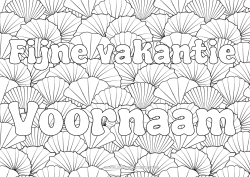 Gratis kleurplaat Vakantie Dier Gedecoreerde naam Schelpen Complex Kleurplaten Zentangle Zeedieren Decoratieve achtergrond