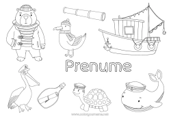 Pagină de colorat personalizată Urs Pește Balena Mare Vehicule Barcă Animale marine sau acvatice Păsări și mamifere zburătoare Animale din pădure Marin Vehicule maritime Păsări de mare, pescăruș Broască țestoasă marină Pelican