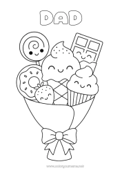 Child coloring page Sweets Chocolate Donuts Treats Ice cream Thank you Lollipop Bouquet