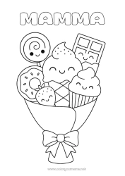 Pagina da colorare per bambini Caramelle Cioccolato Ciambelle Dolci, zuccherini Gelato Grazie Lecca-lecca Mazzo