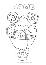 Coloring to customize Sweets Chocolate Donuts Treats Ice cream Thank you Lollipop Bouquet