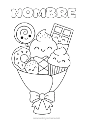 Colorear para personalizar Caramelos Chocolate Donuts Golosinas Helado Gracias Chupeta Ramillete