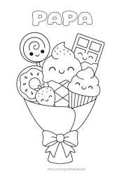 Coloriage enfant Bonbons Chocolat Donuts Gourmandises, sucreries Glace Merci Sucette Bouquet
