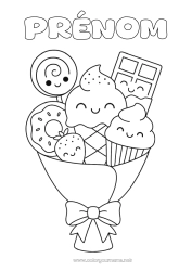 Dessin gratuit Bonbons Chocolat Donuts Gourmandises, sucreries Glace Merci Sucette Bouquet