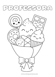 Desenho grátis Doces Chocolate Rosquinhas Guloseimas, doces Sorvete Obrigado Pirulito Buquê