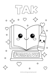 Gratis tegning Kawaii Nem farvelægning Bog Tillykke Lekture Blyant Skoleartikler Pokalen, trofæet