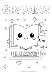 Colorear para personalizar Kawaii Dibujos fáciles para colorear Libro Felicidades Lectura Lápiz Útiles escolares Copa, trofeo