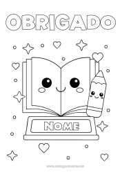 Desenho grátis Kawaii Desenhos para colorir fáceis Livro Parabéns Leitura Lápis Materiais Escolares Copa, troféu