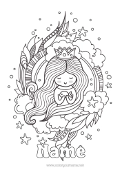 Coloring to customize Princess Crown Mermaid Fairy tale
