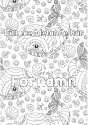 Färgläggningssida att anpassa Val Djur Utsmyckat namn Snäckor Komplexa målarbilder Zentangle Marina djur eller vattenlevande djur Dekorativ bakgrund