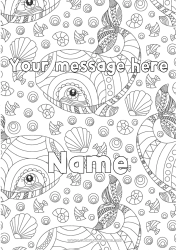 Coloring to customize Whale Animal Decorated name Sea Shell Complex coloring pages Zentangle Marine or aquatic animals Decorative background