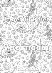 Kleurplaat aanpassen Walvis Dier Gedecoreerde naam Schelpen Complex Kleurplaten Zentangle Zeedieren Decoratieve achtergrond