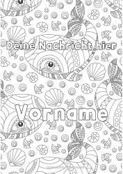 Kostenlose Malvorlage Wal Tier Dekorierter Name Muscheln Komplexe Ausmalbilder Zentangle Meeres- oder Wasserlebewesen Dekorativer Hintergrund