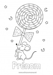 Coloriage gratuit Dent de lait Petite Souris Gourmandises, sucreries Sucette