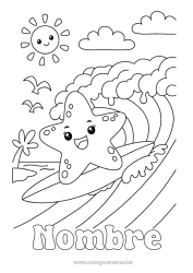 Dibujo libre Sport Verano Animales Estrella de mar Surf Animales marinos o acuáticos Deportes náuticos Olas