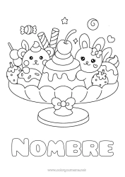 Dibujo libre Caramelos Kawaii Conejo Cereza Frutas Golosinas Helado Fresa Animales del bosque