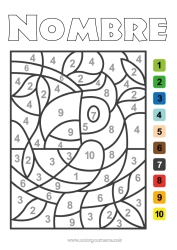 Colorear para personalizar Número Pájaro Colorear por números Actividades para niños Animales Loro Aves y mamíferos voladores