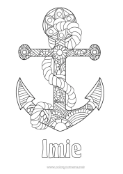 Kolorowanka do personalizacji Zentangle Kotwica morska