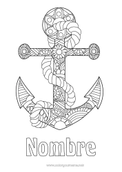 Colorear para personalizar Zentangle Ancla marina