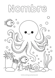 Colorear gratis Animales Pescado Animales marinos o acuáticos Pulpo