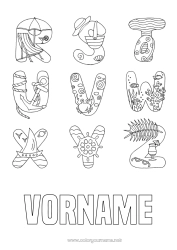 Kostenlose Malvorlage Urlaub Sommer Strand Meer Alphabet Segelboot Meeresanker Boje Seefahrzeuge Buchstaben des Alphabets Bootsstange