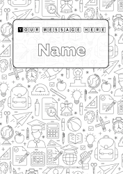 Free drawing School Symbols Bulb Schoolbag School supplies Square Calculator Notebook Covers