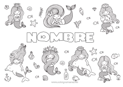 Colorear gratis Delfín Pescado Sirena Estrella de mar Animales marinos o acuáticos