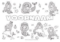 Gratis tekening Dolfijn Vis Zeemeermin Zeester Zeedieren