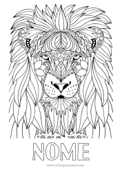Desenho para personalizar Leão Colorações Complexas Animais selvagens da África