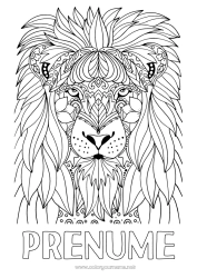 Pagină de colorat gratuită Leu Desene de colorat complexe Animale sălbatice din Africa
