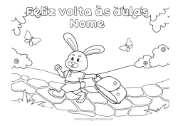 Desenho para personalizar Coelho Escola Animais da floresta Mochila Volta às Aulas