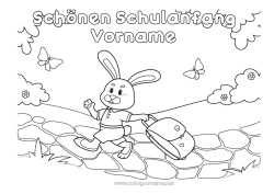 Kostenlose Malvorlage Hase Schule Waldtiere Schultasche Schulbeginn