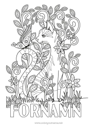 Gratis färgläggning Katt Fjäril Djur Komplexa målarbilder Zentangle Insekter Hundar och katter