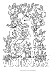 Gratis kleurplaat Kat Vlinder Complex Kleurplaten Zentangle Insecten Honden en katten