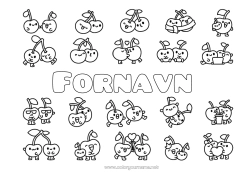 Gratis farvelægning Kawaii Kirsebær Frugter