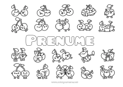 Pagină de colorat personalizată Drăguț Cireșe Fructe