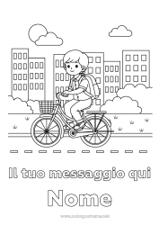 Colorare per personalizzare Ragazzo Bicicletta Paesaggio urbano Veicoli a due ruote Cartella