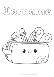 Kostenlose Malvorlage Kawaii Einfache Ausmalbilder Bleistift Schulbedarf Etui Schere