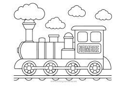 Colorear gratis Vehículos Tren Locomotora Transporte público terrestre