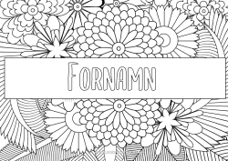 Färgläggningssida att anpassa Blommor Marguerite Zentangle Etikett Dekorativ bakgrund Häftets omslag