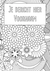 Kleurplaat aanpassen Bloemen Madeliefje Zentangle Etiket Decoratieve achtergrond Schrijfkaften